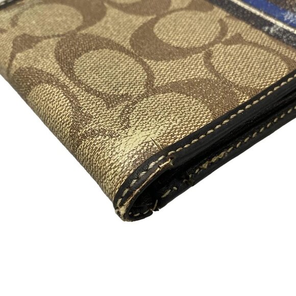 Auth COACH Signature - Brown Beige Black PVC Leather Bifold Wallet - Picture 12 of 13